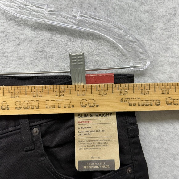 Levis 724 Jeans Womens 12 Black High Rise Slim Straight Hypersoft Stretch Denim - Picture 4 of 12